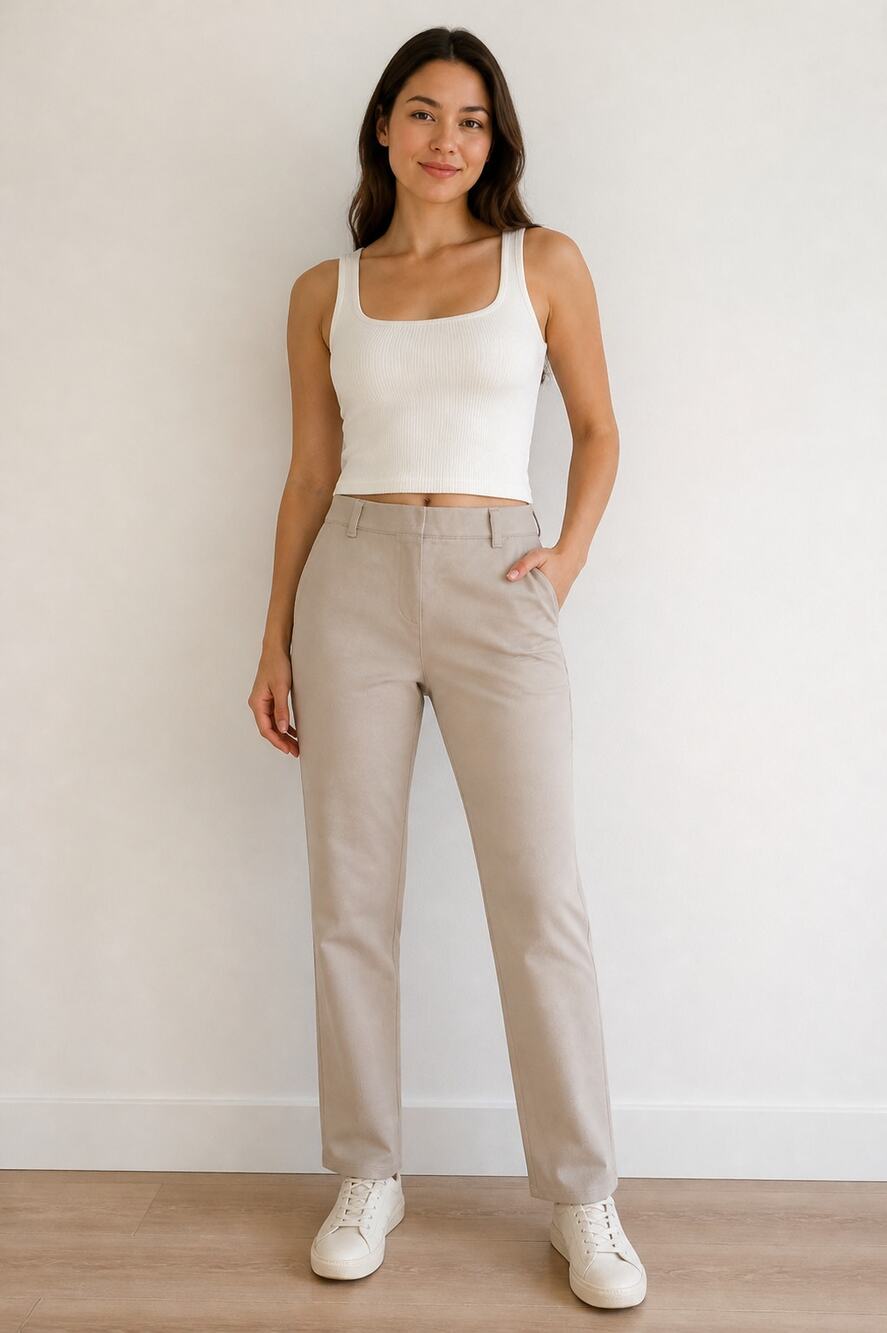 Quince Beige Stretch Pants Medium Womens - Picture 1 of 8